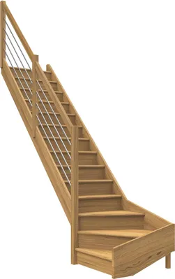 Produktbild von Dolle Raumspartreppe Paris mit Setzstufen Eiche versiegelt Treppenlauf 1/4 gewendelt unten links Edelstahlrohre