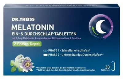 Obrázok produktu pre Dr.Theiss Melatonin Tablety na spanie v noci a počas spánku 30 kapsúl