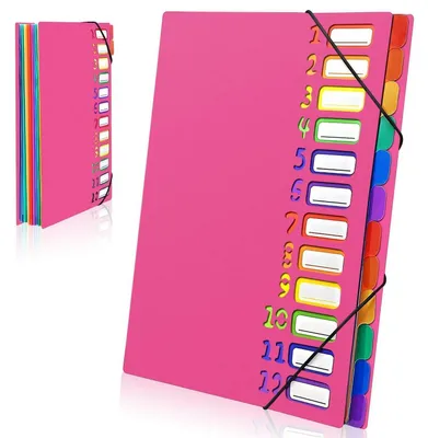 Produktbild von Fächermappe A4 mit 12 Fächern, 24 Taschen, Rosenrot, Wasserdicht