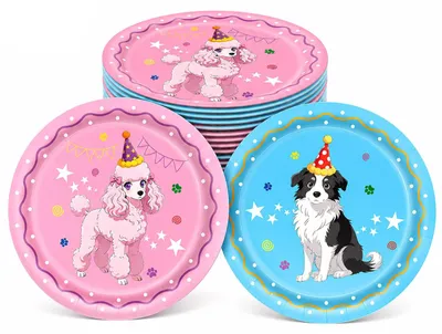 Productafbeelding van Hondenbordjes - Met hondenmotief - Geschikt voor feestjes - 10 stuks, 18 cm
