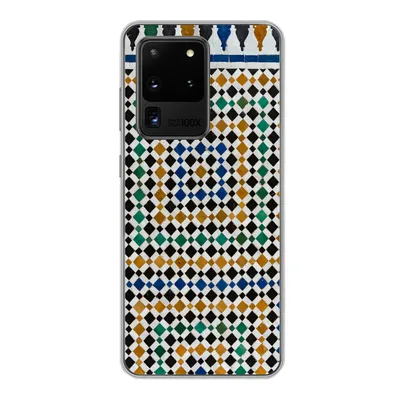 Produktbild von MuchoWow® Handyhülle Schutzhülle Hülle für Samsung Galaxy S20 Ultra Ein marokkanisches Mosaik, das wie eine Art Labyrinth aussieht Silikon Softcase Handy Hülle - Karteninhaber