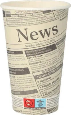 Produktbild von Trinkbecher, Pappe "To Go" 0,4 l Ø 9 cm · 13,9 cm "Newsprint"