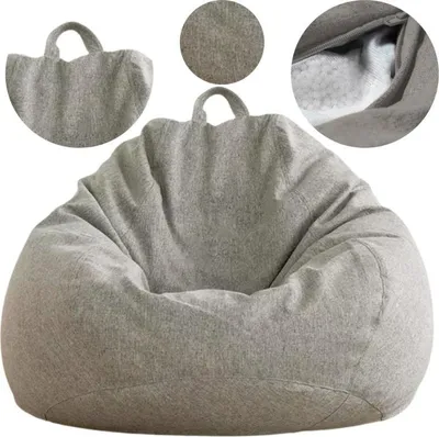 Produktbild von AD.CON Sitzsack mit EPS-Perlen Füllung Puff Relax-Sessel Sitzkissen Bodenkissen Bean Bag 90x110x50cm 250L Hellgrau