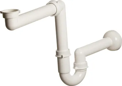 Produktbild von Raumspar-Siphon 5/4x40mm - Kunststoff PP, weiß, mit Ablaufrohr 240mm, höhenverstellbar, komplett mit Dichtungen und Rosette, 1 Stück