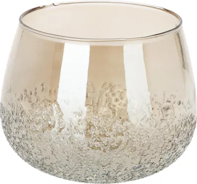 Obrázek produktu pro Svícen GoldenGlow 19,5 x 15 cm - skleněný, zlatý lesk, jemně kouřový efekt, větší