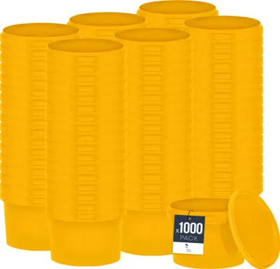 Produktbild von BenBow Eimer mit Deckel 0,5L x1000 Gelb - lebensmittelecht, stabil, luftdicht, auslaufsicher, geruchsneutral - Plastikeimer mit Henkel - leer