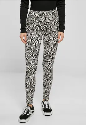 Obrázek produktu pro Dámské leginy Urban Classics Ladies Soft AOP Leggings psychedelicblack - 5XL