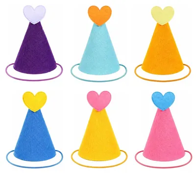 6 Mini-Feesthüte für Haustiere, Filz, mit Herz, verstellbar
