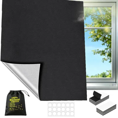 Produktbild von Verdunklungsrollo - 100% lichtundurchlässig aus 420D Oxford Gewebe - Sonnenschutz für Fenster mit Klettverschluss - 100x145 cm