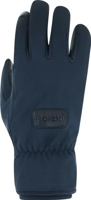 A navy blue ROECKL SPORTS glove is shown against a white background.