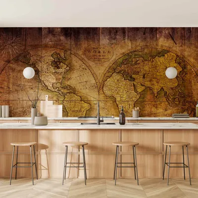 Produktbild von Vlies Fototapete - World on old map 350x245 cm Karten k-A-0019-a-c