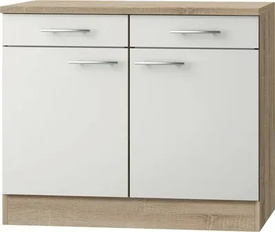 Produktbild von Optifit Unterschrank mit Schublade und Drehtür Dakar286 BxTxH 100 x 60 x 84,8 cm weiß glänzend zerlegt Anschlag reversib