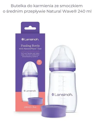 Lansinoh Babyflasche 240 ml mit NaturalWave-Sauger und Schutzkappe