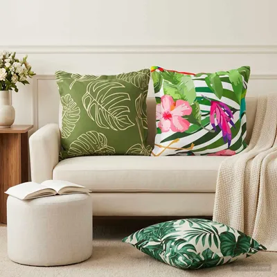 Produktbild von Möbel Kissenbezug 6 stk. HOUTEN Blattdesign 45 x 45 cm Polyester - Kissenbezüge &26163