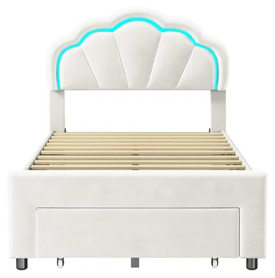 Produktbild von Kinderbett - Einzelbett - 90x200 cm - Holzgestell - Minimalistisch modern - Ohne Matratze - Weiß