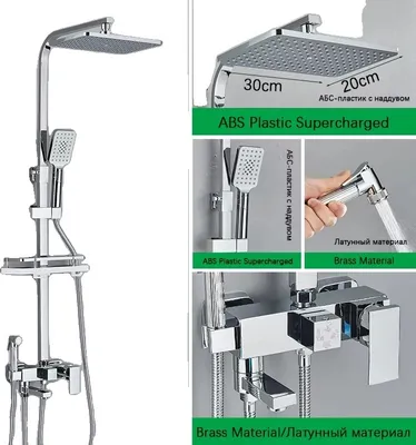 Obrázok produktu pre Mosadzná sprchová batéria, 3-cestná funkcia, moderný dizajn, 4-cestný ABS chróm