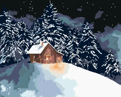 Produktbild von Zuty - Malen nach Zahlen - WALDBLOCKHAUS AUF EINEM VERSCHNEITEN HÜGEL, 40x50 cm, mit Keilrahmen (bereits gespannt)