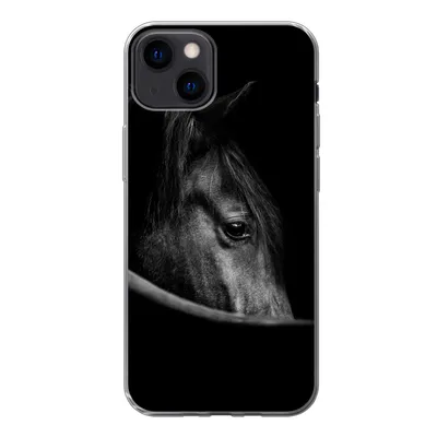 Produktbild von MuchoWow® Handyhülle Schutzhülle Hülle für iPhone 13 Pferde - Porträt - Schwarz - Tiere Silikon Softcase Handy Hülle - Karteninhaber