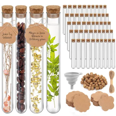 Image de Tubes à essai 50 pièces - Plastique - Transparent - Support à tubes à essai - Laboratoire - Matériel d'expérimentation - Tubes de laboratoire