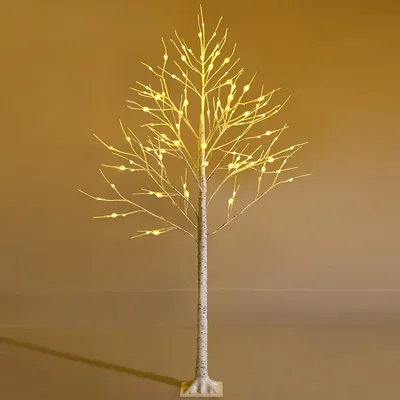 Produktbild von 180cm künstliche weiße Birke mit 96 warmweißen LED-Lichtern, Beleuchteter Weihnachtsbaum für Festtage, Weihnachtsbaum für Partys und Feierlichkeiten