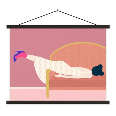 Produktbild von MuchoWow® Textilposter Vintage - Frauen - Pastell 40x30 cm mit schwarzem Rahmen - Dekorationen