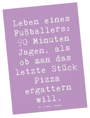 Produktbild von Mr. & Mrs. Panda Postkarte Spruch Fußballer Leidenschaft - Lavendeltraum - Geschenk, Beruf, Büro, Geschenke mit Herz, Berufsleben, Ansichtskarten, Ansichtskarte, Spieltag