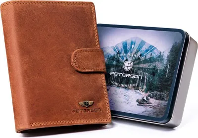 Obrázek produktu pro Peterson | Pánská peněženka, z nubuku, s ochranou RFID, světle hnědá, přírodní kůže, 10x13,5 cm