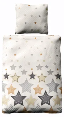 Produktbild von JACK Biber Bettwäsche 2 tlg. 135x200cm Sterne Stern Offwhite Braun Hellblau Baumwolle Weich