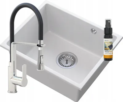 Produktbild von Manado Weißes Unterbaubecken Chrome + Vegas Wasserhahn