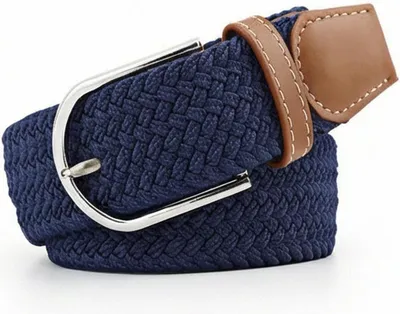 Produktbild von Elastischer Flechtgürtel in Navy Blau – Stufenloser Stretchgürtel für Damen & Herren