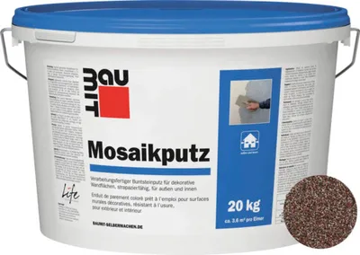Produktbild von Baumit Mosaikputz M313 Athos gebrauchsfertiger Dünnschichtdeckputz weiß-schwarz-rot 20 kg