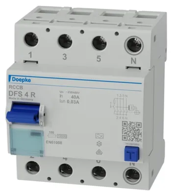 Produktbild von Doepke 09134911, Fehlerstromschutzschalter, Typ A, 10000 A, IP20, 150 - 250 V