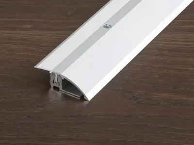 Produktbild von PROLINE Silber Universal XL Bodenprofil, PROVARIO Aluminium Profil Schraubbares System mit Drehgelenktechnik, Bewegungsfuge für schwimmende Bodenbeläge, Eloxiert, Einfache Verlegung