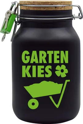 Produktbild von Spardose Geld Geschenk Ideen Garten Kies Grün Schwarz Größe XL 2 Liter