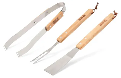 Productafbeelding van Grillset - 3 stuks - met houten handgrepen