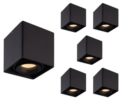 Produktbild von hoftronic LED Aufbaustrahler 4W 345lm 2700K Schwarz GU10 Dimmbar Schwenkbar 6er Set