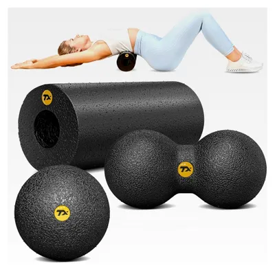 Produktbild von Faszienrolle und Faszienball Set | EPP Schaumstoffrolle, Duoball, Massageball | Triggerpunktmassage, Rückenmassage, Ganzkörper-Selbstmassage