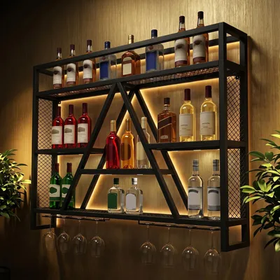 Weinregal Wandmontage 3 Ebenen mit Glashalter 100x15x80 cm