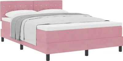Productafbeelding van vidaXL Boxspringbed met matras en hoofdeinde, roze, 140 x 200 cm, fluweel