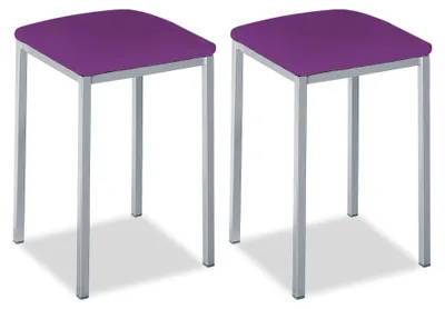 Küchenhocker, Kunstleder, Aubergine, Sitzhöhe 45 cm, 2 Stück