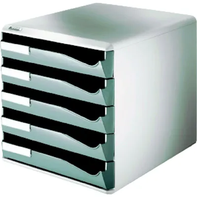 Produktbild von Leitz Postset mit Schubladen, 5 Schublade(n), Kunststoff, Grau, 1 Stück(e), 3,65 kg, 285 x 355 x 290 mm