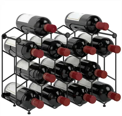 Produktbild von Weinregal für 13 Flaschen Flaschenregal Verstellbaren Füßen 43 x 15,5 x 31 cm Schwarz