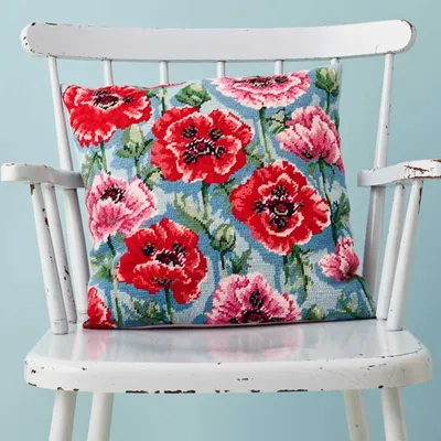 Immagine prodotto di Kit da ricamo Permin "Papaveri" 39x39 cm – Set con filati DMC