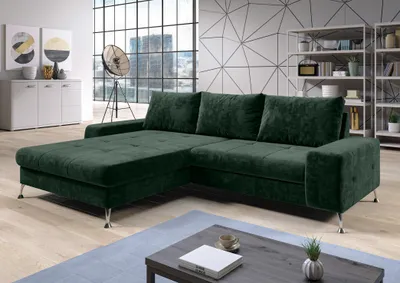 Produktbild von AX LIVING Eckschlafcouch mit Bettkasten Artemia 275 cm Grün Samt L