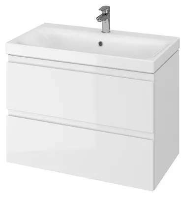 Produktbild von AQUA for you | Badmöbelset - CERSANIT MODUO - Waschtisch mit Unterschrank - 80 cm - Badmöbel - weiß glänzend -mit MDF Softclose, Waschtischkombination