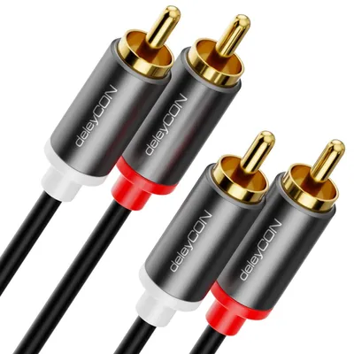 Produktbild von deleyCON 5m Cinch RCA HiFi Audio Kabel, vergoldete Metallstecker