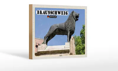 Produktbild von Holzschild Städte Braunschweig Burglöwe Architektur 18x12 cm