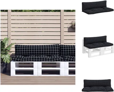 Produktbild von vidaXL Palettenkissen 2 Stk. Schwarz Karomuster Oxford-Gewebe -  Sitzpolster