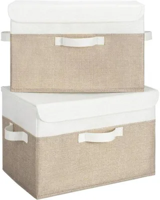 Produktbild von Weiss gefaltbare Stoffen-Organizer-Boxen mit Deckeln - 2 Stück - Kleidungsbeutel