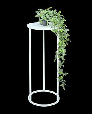 Produktbild von DanDiBo Blumenhocker Metall Weiß Rund 60 cm Blumenständer Beistelltisch 96483 M Blumensäule Modern Pflanzenständer Pflanzenhocker